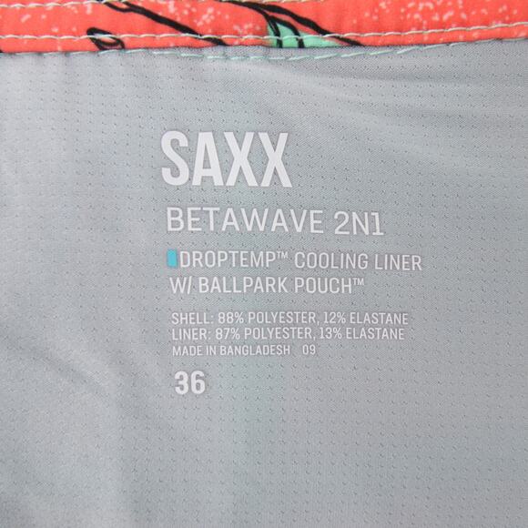 SAXX Swim Trunks Red Green Watermelon Print Betawave 2N1 Cooling Liner 36 NWT - Picture 12 of 15